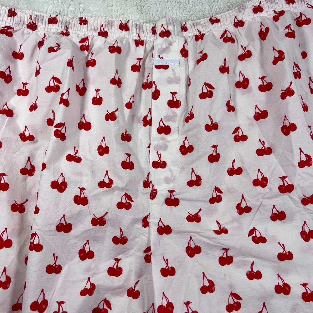 SKIMS Cherry Print Cotton Poplin Sleep Shorts White Red‎ Plus Size 4X NWOT - Picture 6 of 12